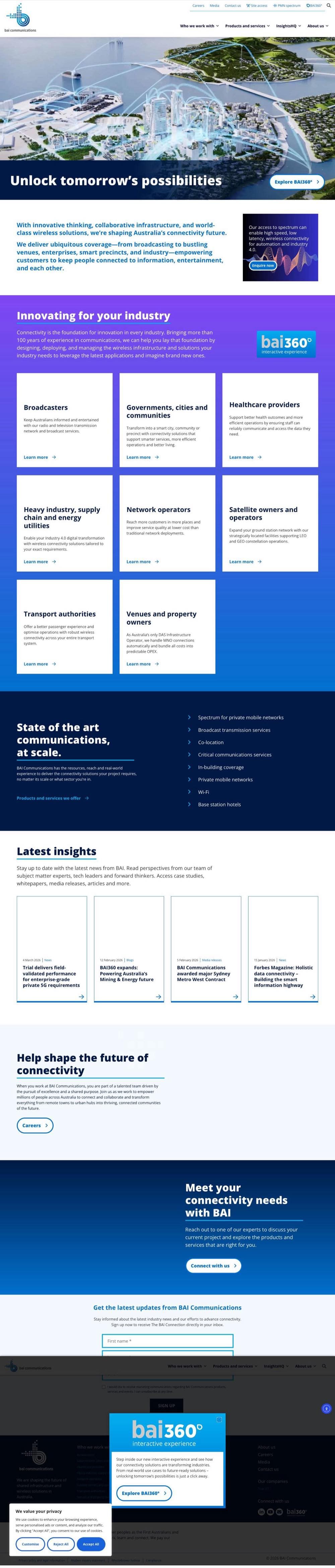 BAI Communications website screenshot