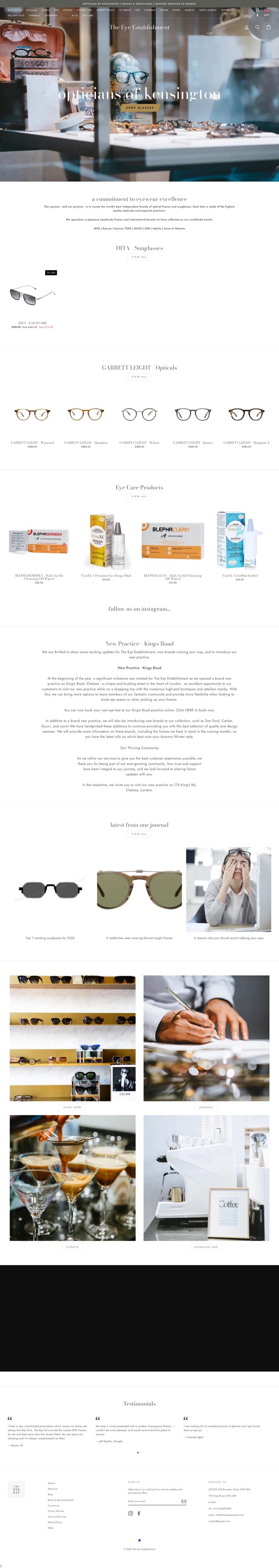Eye Establishment website screenshot