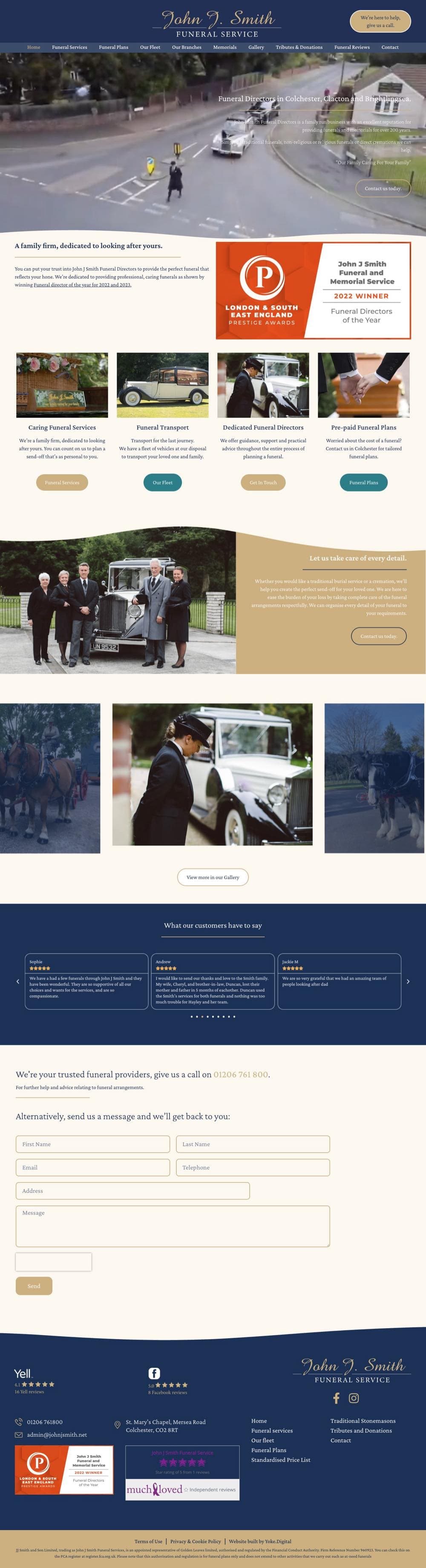 John J Smith Funerals website screenshot