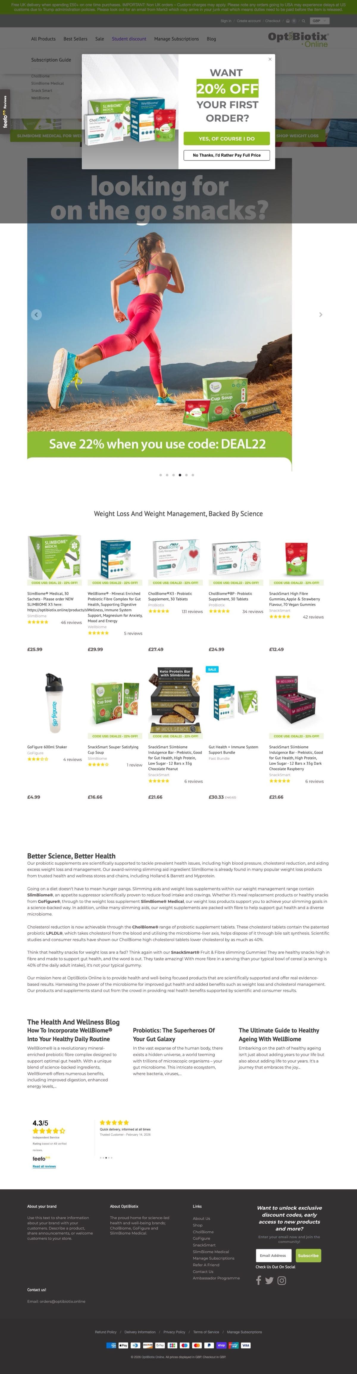 OptiBiotix website screenshot