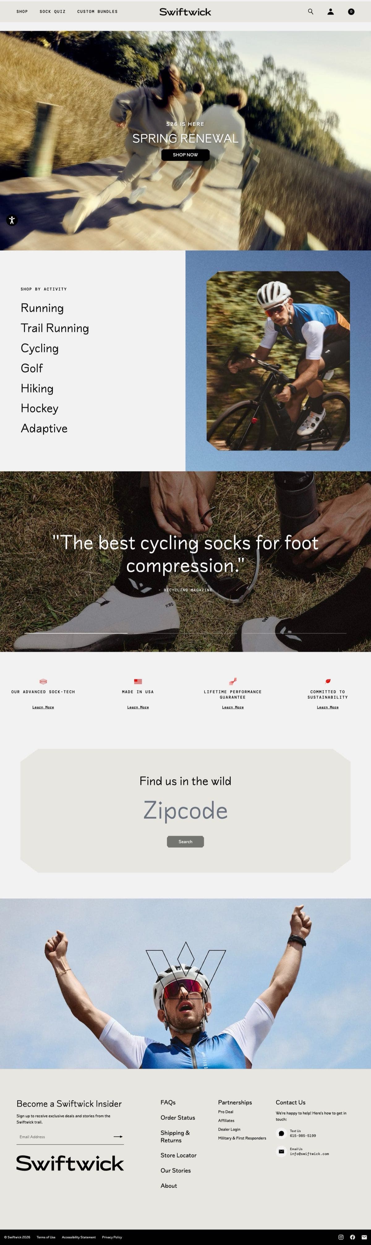 Swiftwick website screenshot